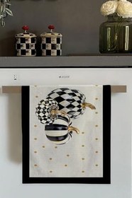 Resim Krem Bal Kabağı Desenli Fırın Mutfak Havlusu 30X50Cm 