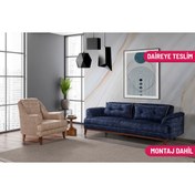 Resim Perla Sofa Madrid Koltuk Takımı Bora Lacivert Krem 