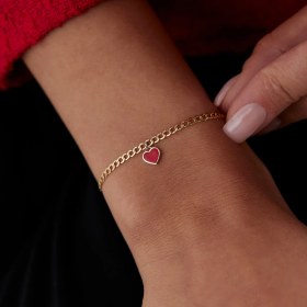 Resim Kırmızı Mineli Kalp Charm Bileklik Sarı 