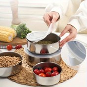 Resim 5 Adet Paslanmaz Çelik Sızdırmaz Gıda Saklama Kapları, Tıklama Kapatmalı - BPA İçermeyen Plastik, Mikrodalga Güvenli, Üst Üste Konulabilir Hava Geçirmez Mutfak Organizatörleri Ev, Karavan, Kamp & Ofis için - Dayanıklı Dikdörtgen Kaplar, Mutfak Organizatörleri ve Depolama, Karavan Esaslı Eşyalar, Modern Mutfak Gereçleri, Şık Yüzey 