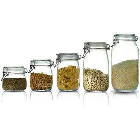 Resim 5'li Set Korken Kavanoz Vakumlu Kilitli Cam Saklama Kavanozu 500 Ml - 7500 Ml -1000 Ml - 1500 Ml - 2000 Ml Şeffaf 