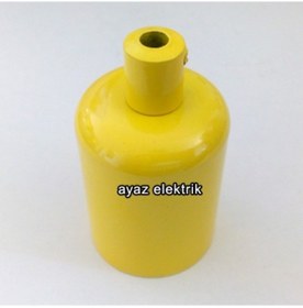 Resim Dekoratif Metal Sarı Lale E27 Duy ve Demir Kablo Kilitli 