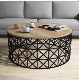 Resim Selin Metal Ferforje Orta Sehpa - Meşe 