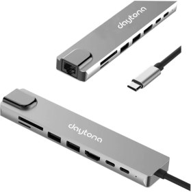 Resim Daytona Cf10 Macbook Uyumlu 8ın1 Type-C™ To 4K HDMI Tv Projeksiyon Ultra Hd 1080P 2* Type-C 2* USB 3.0 Ethernet Lan 2* Sd Çevirici Hub Adaptör 
