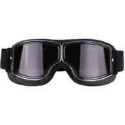 Resim Siyah+gri Retro Stil Harley Motosiklet Gözlükleri, Açık Hava Rüzgar Geçirmez Sürüş Off-road Gözlükleri Az10547 