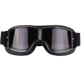 Resim Siyah+gri Retro Stil Harley Motosiklet Gözlükleri, Açık Hava Rüzgar Geçirmez Sürüş Off-road Gözlükleri Az10547 