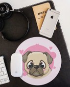 Resim WuW Aşık Pug Köpek Yuvarlak Kaymaz Taban Mouse Pad 