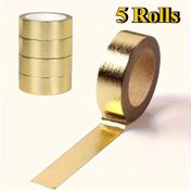 Resim 5 Rulo Alüminyum Folyo Bant 0.59in x 196.85in (15mm*5m) Kağıt Bant, Kaplama Bantı El Sanatları Malzemeleri Scrapbook DIY Dekorasyon için Alüminyum Folyo 