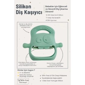 Resim Koyu Yeşil Bebek Silikon Diş Kaşıyıcı 