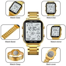 Resim Fastbuy Skmeı 1888 Çok Fonksiyonlu Erkekler 30m Su Geçirmez Spor Paslanmaz Çelik Dijital Bilek Saati Gül Altın Çok Renkli 