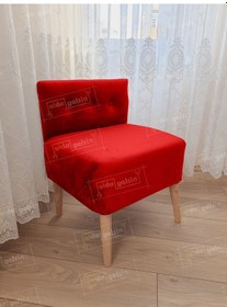 Resim Ultra Lüks Ahşap Ayak Alda Lokum Puf Kırmızı 