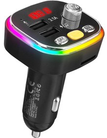 Resim S-Link Sl-bt306 Çift Usb 5v 3.1a Rainbow Işıklı Led Ekran Tf Kartlı V5.0 Bluetooth Fm Transmitter 