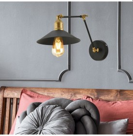 Resim Peyma Siyah Yatak Odası-Yatak başı,Cafe,Restoran için Duvar Lambası Modern Retro Aplik Siyah 