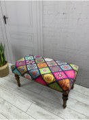 Resim Urban Home Halı Puf, Kilim Puf Retro Bench Ahşap Ayaklı Bench&puf 