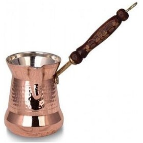Resim Turna Bakır Sultan Cezve 5 No Kalın Ahşap Kulp 6 Fincan Makine D 