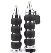 Resim Ronglight 1" 25mm Evrensel Kaymaz Motor Tutacakları Sivli Krom Siyah Alüminyum Kauçuk 