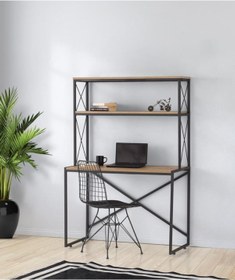Resim SİVAS GÖZDE MOBİLYA Ferforje Kitaplıklı Raflı Çalışma Masası 104x50x156cm 