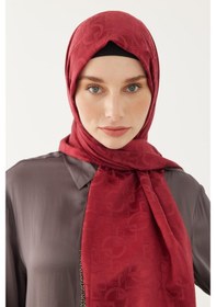 Resim Mirsoy Scarf Daka Desen Parlak Jakar Şal - Vişne Çürüğü Vişne Çürüğü 