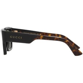 Resim Gucci Gg 1668s 001 52 Unisex Kare Siyah Kemik Güneş Gözlüğü Siyah 