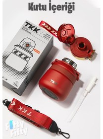 Resim Tkk 600 Ml Çelik Su Matarası Çift Kullanım Pipetli/rahat İçim 12 Saat Sıcak/24 Saat Soğuk Termos -2029-600ml Kırmızı 