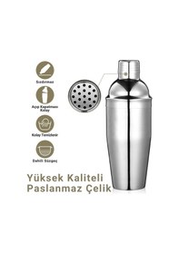 Resim Polham 6 Parça 750ml Paslanmaz Çelik Kokteyl Shaker Seti Ev Ve Bar İçin İdeal, Sızdırmaz Kapaklı 