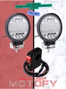 Resim 72 Watt Yuvarlak Su Geçirmez Led Motosiklet Sis Farı Takımı + Usb'li Buton 