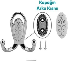 Resim Badem10 Metax Uzay Askıl Vestiyer Duvar Askısı Metal Dolap Elbise Askılığı Krom Beyaz Krom Kapak 