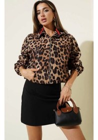 Resim Biçomi Leopar Desenli Astarlı Ceket Siyah T1192 Siyah 