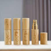 Resim 1 adet Bambu Cam Püskürtme Şişesi, 10Ml Doldurulabilir Atomizer, PVC'siz, Kokusuz, Dekoratif Çin Tarzı Çiçek Oyması, Koruyucu Kapaklı Esansiyel Yağ Parfüm Sis Dağıtıcısı 