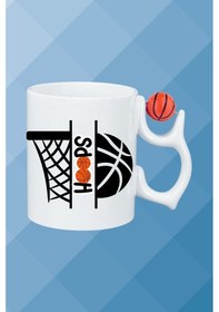 Resim Basketboll Toplu Basket Sever Kupa Bardak Çay Kahve Fincanı-8 Beyaz 