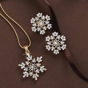 Resim Kadınlar için 3 Parça Noel Kar Tanesi Kolye ve Küpe Takı Seti - Doğum Günü/Sevgililer Günü/Evlatlık Günü 