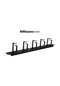 Resim 1U 19" Yatay Organizer 5 Kancalı Metal Kabinet Kablo Toplayıcı 