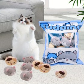 Resim Yeni Evcil Kedi Yastık Peluş Oyuncak Seti, 8 Karikatür Küçük Bebek Kedi Oyuncaklı 