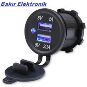 Resim Usb Şarj Soket 5V 2.1A Vidalı Tip Usb Adaptör Araç Usb Şarj Çıkış Kulaksız 