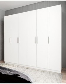 Resim Cartel 6 Kapaklı Gizli Çekmeceli Gardırop Dolap Beyaz - Ücretsiz 