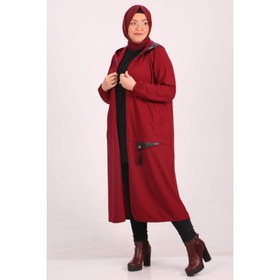 Resim 33091 Büyük Beden Scuba Deri Detaylı Kap-Bordo 