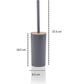 Resim İndecor Houseware Liza 2'li Banyo Seti - Çöp Kovası Wc Fırçası Modern Tasarım - Beyaz Antrasit - Gri 