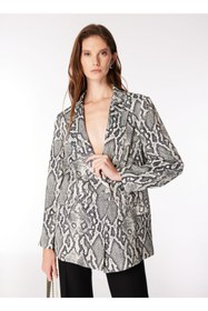 Resim Fabrika Çok Renkli Kadın Kruvaze Desenli Blazer F4WL-CKT0327 