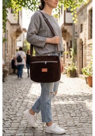 Resim Vellabags Çikolata Kahve Kadın Omuz Çantası Modern Fermuarlı Günlük Çanta Acıkahve 