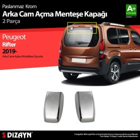 Resim S-Dizayn Peugeot Rifter Krom Arka Cam Açma Menteşe Kapağı 2 Prç 2019 Üzeri 