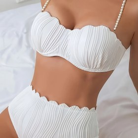 Resim Tek Renk İnci Bikini 