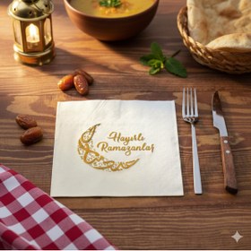 Resim TTT Ramazan Temalı Yaldız Baskılı Peçete 