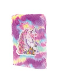 Resim Periboia Çiçekli Unicorn Tasarımlı Peluş Hatıra Defteri Çok Renkli 
