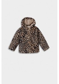 Resim Defacto Kız Bebek Kapüşonlu Leopar Desenli Fermuarlı Pelüş Mont E7993a525aubg744 Bej 