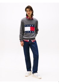 Resim Tommy Hilfiger Tjm Reg Melange Flag Sweater Erkek Gri Kazak - Dm0dm22105 Gri 
