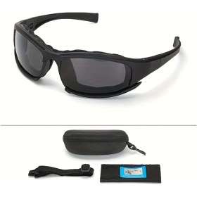 Resim Willowhaven Siyah 4 Lens Taktik Gözlük Değiştirilebilir Lensler Geniş Çerçeve Polycarbonat 12+ 