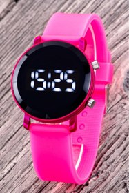 Resim Fuşya Renk Kız Çocuk Saati Led Watch Hediye Bileklik Kol Saat ST-304313 