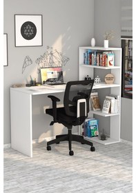 Resim Moonlife Çınar Raflı Kitaplıklı Çalışma Masası Beyaz 
