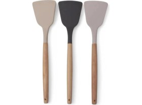 Resim AyrStore Bambu Saplı Silikon Geniş Spatula, Bambu Uzun Silikon Geniş Spatula 27CM 3 Renk Seçenekli 