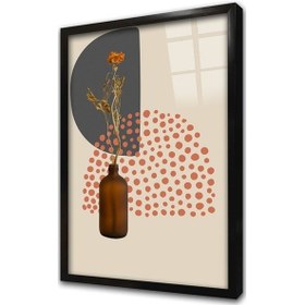 Resim Line Art Çiçek Iı Çerçeveli Cam Tablo-171965 